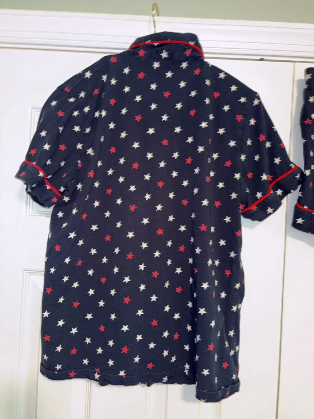 J. Crew Women's M 2-Piece Star Pajama Set Collared Button Top w shorts